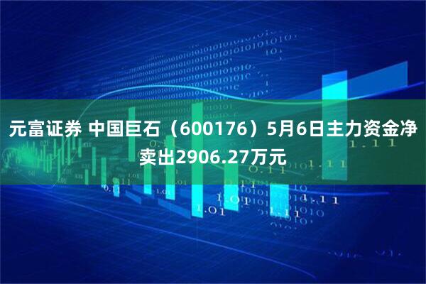 元富证券 中国巨石（600176）5月6日主力资金净卖出2906.27万元